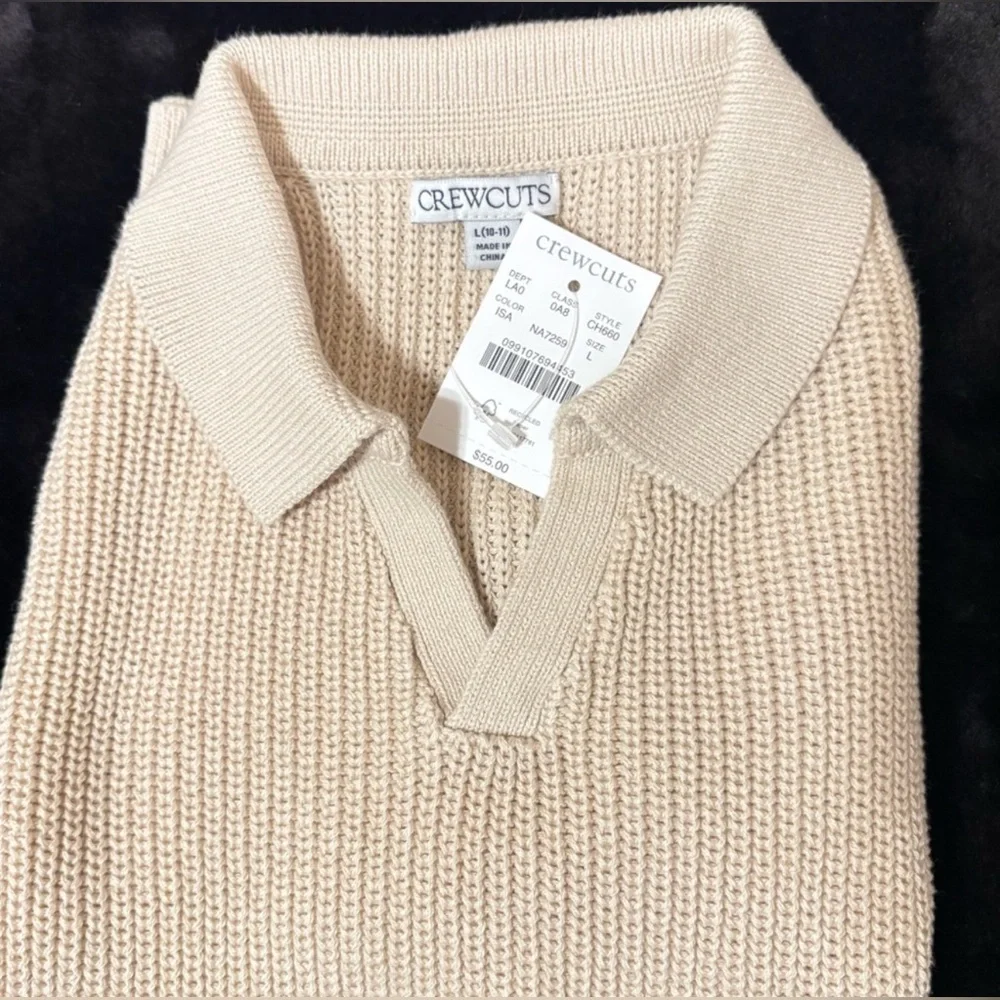 NWT Crewcuts Kids' short-sleeve johnny-collar sweater-polo,size 4-5 - Picture 2 of 4